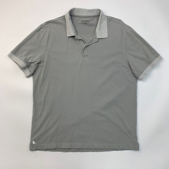 Untuckit Polo Shirt Mens L Large Gray Gondola Regular Fit Pima Short Sleeve Golf - Picture 2 of 11